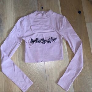 Urban Outfitters Embroidered Butterfly Top